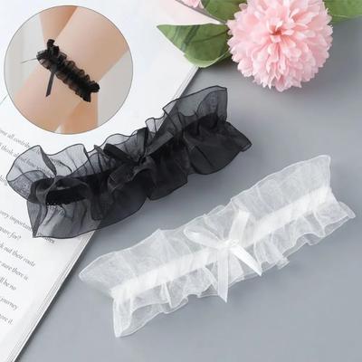 Dantel Jartiyer Uyluk Halkası İç Çamaşırı Düğün Jartiyer Kemeri Fiyonk Dantel Elastik Bacak Halkası Gelin Cosplay Parti Aksesuarları