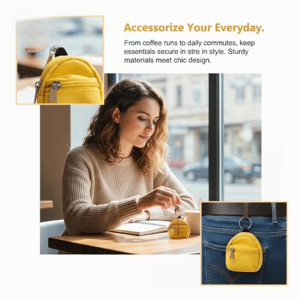 Metal Key Ring Zipper Coin Pouch Nylon Keychain Pouch New Mini Storage Bag Key Organizer