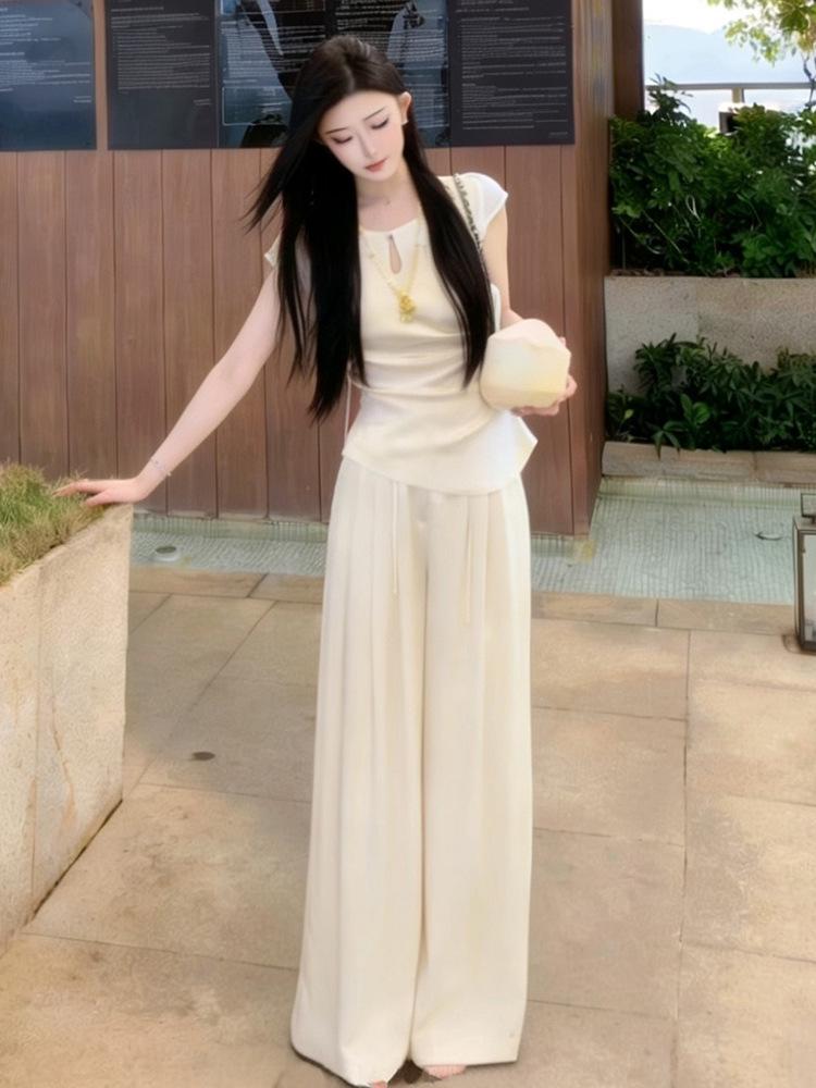 2026 Summer Women s Chinese-Style Sleeveless Top & Wide-Leg Pants Set XL