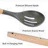 Silicone Kitchen Cooking Utensils Set, 5 Pcs Non-Stick Heat Resistant Wooden Handle (Grey, 5)