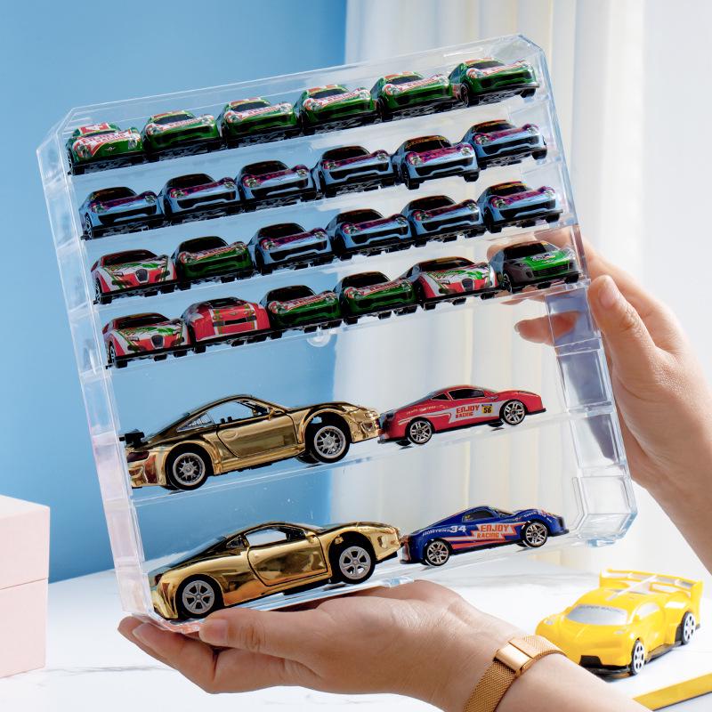 Hot Wheels Toy Display & Storage Cabinet with Compartments - Transparent Box for Small Car Models