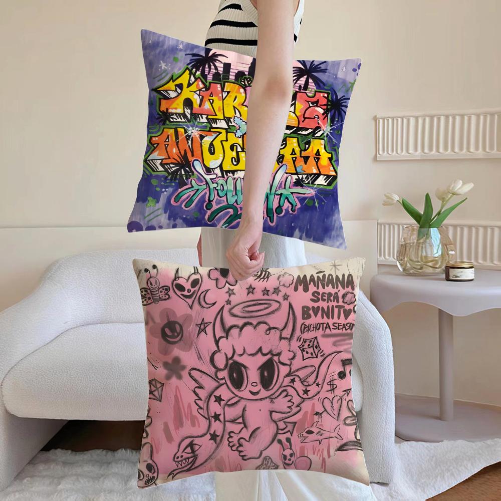 Singer K-Karol G Cushion Cover Breathable Linen Pillowcase Summer Odorless Eco-Friendly Invisible Zipper Washable