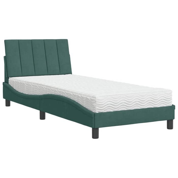 VidaXL Lit avec matelas vert foncé 90x190 cm velours 3208571