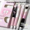 4 Peças Caneta Pressão Laço Preto e Branco Pegada Macia Super Alto Valor Pincel 0.5Mm Questão Secagem Rápida Pressionar Desenho Animado Caneta Neutra