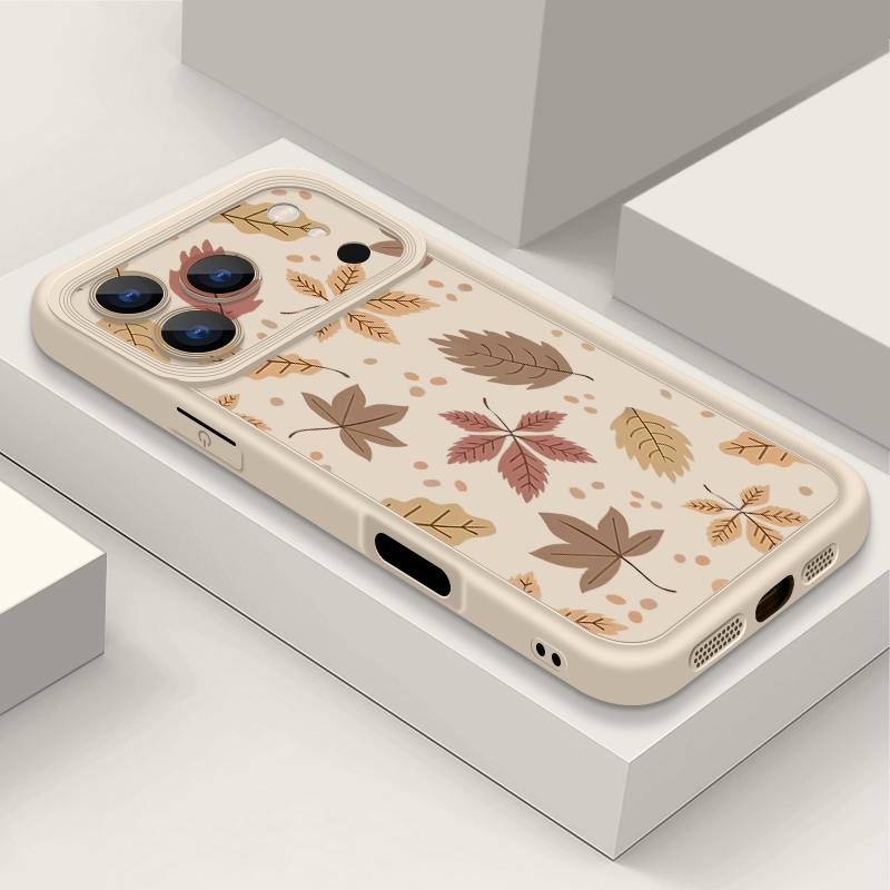 

Мягкий чехол для телефона «Осенние листья» для iPhone Air 17 16 15 14 Pro Max 13 12 Pro Max 11 16e Противоударный силиконовый чехол из ТПУ конфетного цвета iPhone 17 Pro бежевый/белый