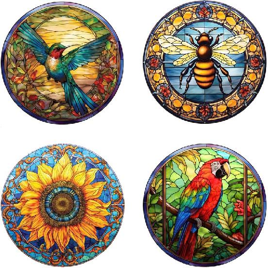 4 Sheets Large Size Hummingbird Window Clings Anti-Collision Window Clings Decals To Prevent Bird Strikes On Window Glass Non Adhesive Vinyl Cling