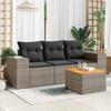 VidaXL Garden Lounge Set 4 Pcs with Grey Cushions Wicker 3257649