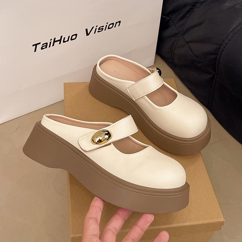 French Birkenstock Mary Jane Cool Slippers Women's 2025 Summer New Models with Skirts Women's Shoes Muffin Platform Japanese Slippers