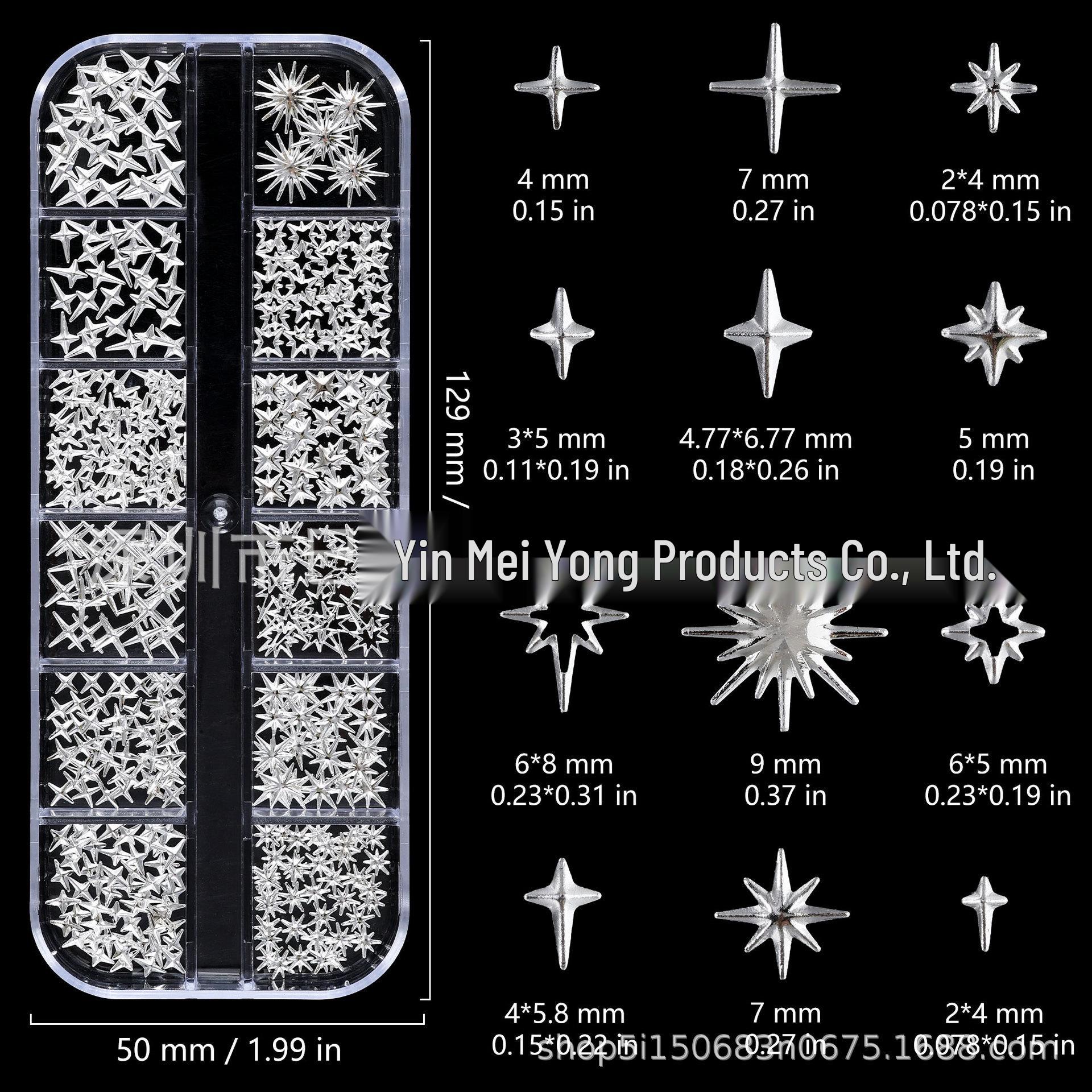Flashing Silver Starry Nail & Hair Rivet Set for Cool, Simple Nail Art & Phone Case Decoration