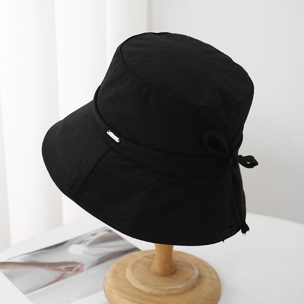 Women's Spring Summer Cloth Bow Bucket Hat Fisherman Cap Trendy Casual Sunscreen Simple New Sun Hat for Ladies