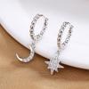 Earrings Femininity High-End Zircon Light Luxury Cross Star And Moon Asymmetric Ear Buckle Jewelry
