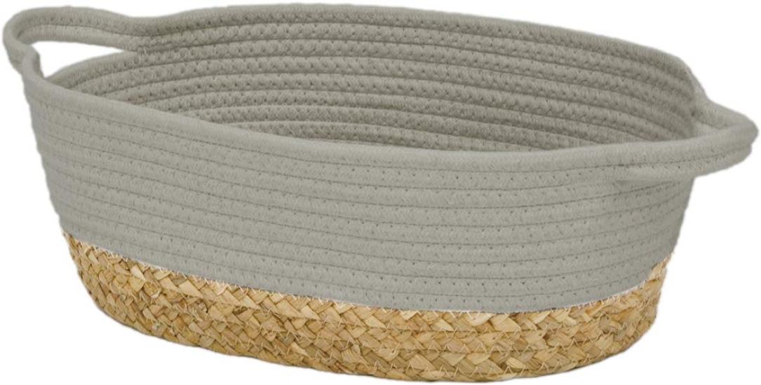 Ohashi Shinji Storage Basket, Cotton Rope Basket, Oval, Gray, Medium (39 x 27 x 14 cm)