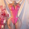 One-piece Hollow Rose Lace Transparent Sexy Lingerie Seduces Exotic Teddy Doll Jumpsuit Erotic Crotchless Sex Clothes Bodysuit