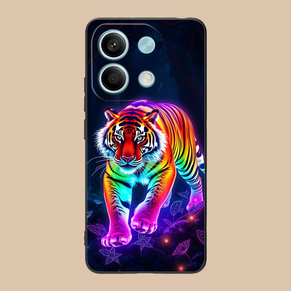 Tiger Neon Mobile Cell Phone Case for POCO M7 M6 M5 M4 M3 X7 X6 X5 X4 X3 Pro GT 5G Colorful Printing Cover Luxury Pretty Cover