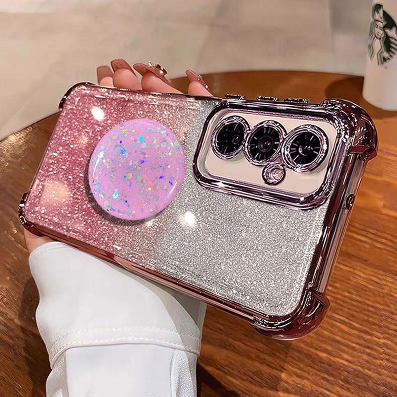 Luxury Shockproof Glitter Holder For Silicone Ring A 56 Case For Samsung galaxy A56 A36 A16 A26 A55 A15 With Holder Stand Cover