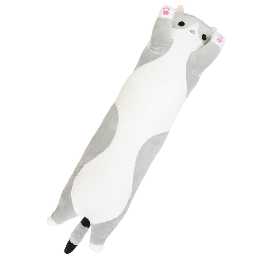 

Гарантия Saiyodo Мягкий плюшевый котик-тело Набивная игрушка Идеально для сна Стираемый [Продукт в комплекте] Пушистый, Подушка, Подушка, Вместе, (90см, Серый)