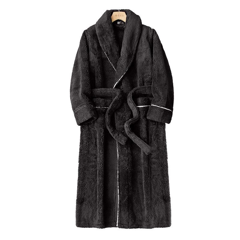 Morgonrockar Enkel Förtjockning och Förlängning Paragraph Shu Bomullsflanell Parrock Ökad Storlek Bekväm och Elegant Plysch Morgonrock