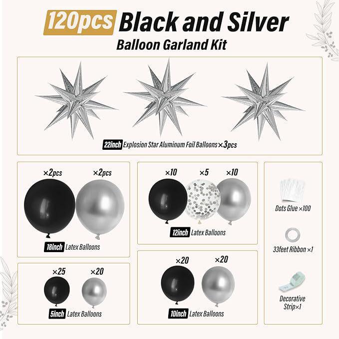 Black Gold Balloon Garland Arch Kit for Graduation and Birthday Decorations