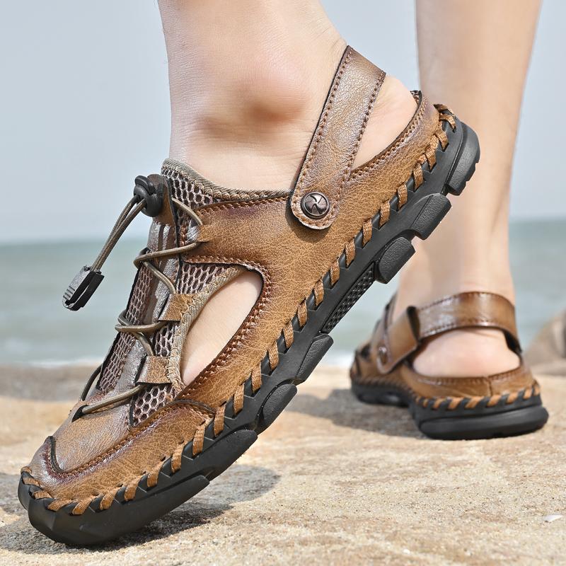 Men's Handmade Sandals Hand-stitched Summer Men Sandals Breathable Outdoor Men Beach Sandals