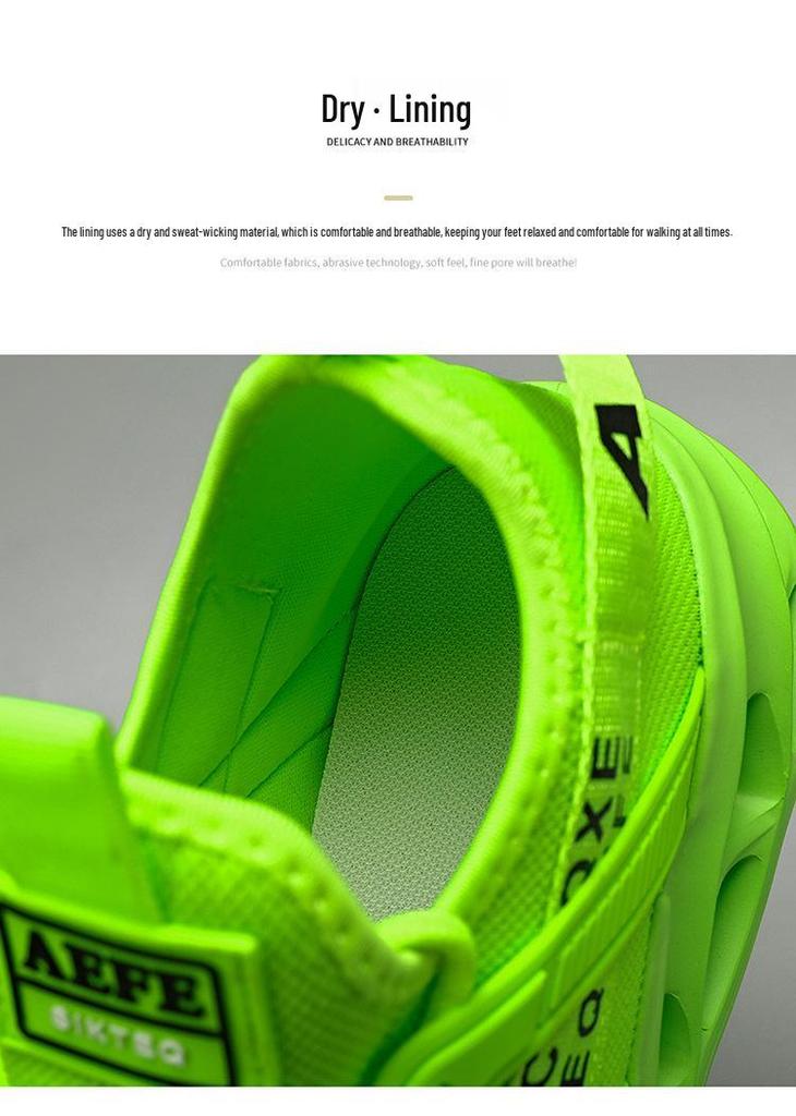7770 Men's Low-Top Blade Sole Running Shoes - Iridescent Mesh Upper, Large Size, Trendy & Casual for Spring/Summer Jogging