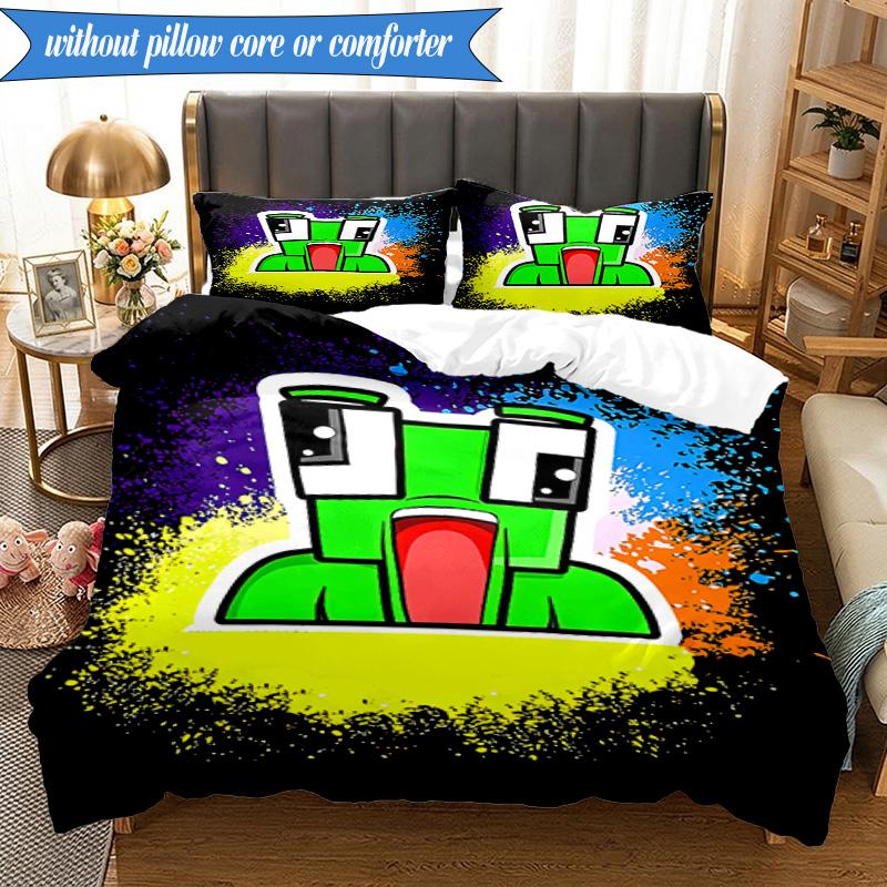 Colorful game Friends 3pcs K-pop music group Bedding set,Ideal for Bedroom, Dormitory,Including Duvet Cover And 2pcs Pillowcases,Fan gifts