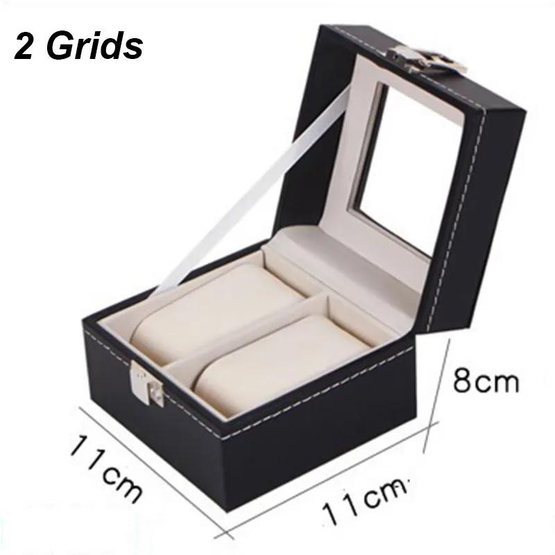 1pc High End Leather Watch Box Jewelry Packaging Rectangular Storage Box Transparent Window Jewelry 2 or 4position Watch Box