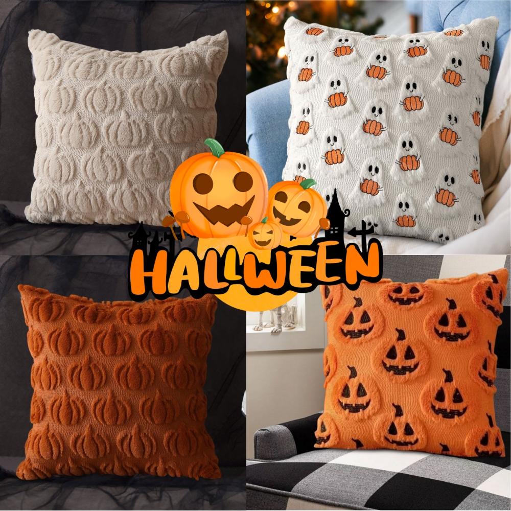 Halloween Decoration For Home Cartoon Pumpkin Bat Ghost Pillowcase Horror Soft Pillowcase Party Supplies Haloween Home Ornament