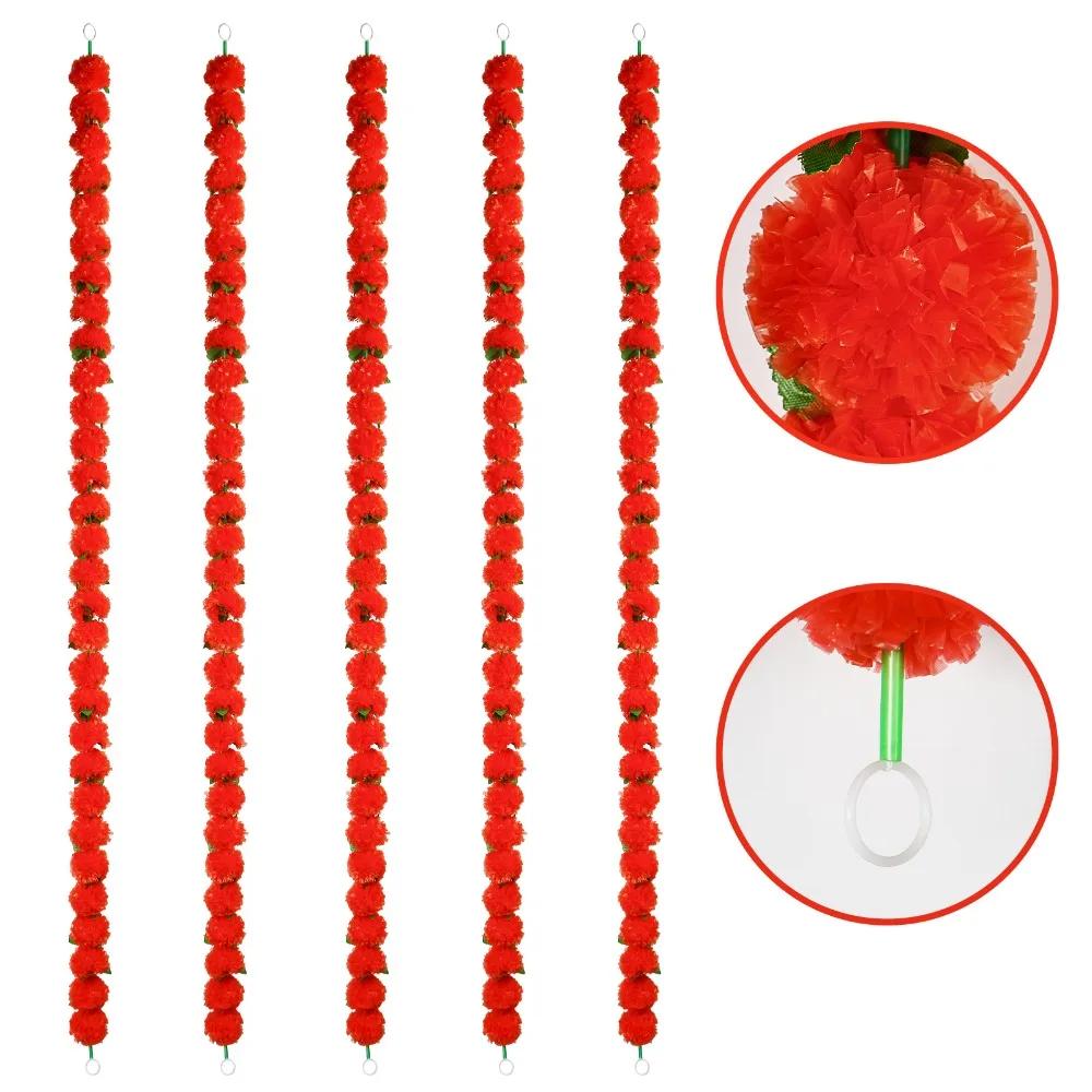 Long Strands Artificial Marigold Garland 1.5m Marigold Flowers Home Decor Pooja Wedding Events Decor Festival Ornament