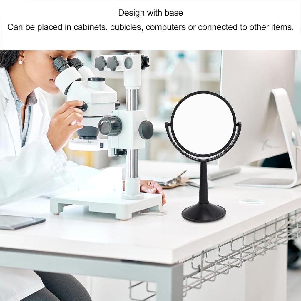 4 Inch Round Glass Concave Mirror Lens Black Frame, Adjustable View Clear Reflection for Science Experiments