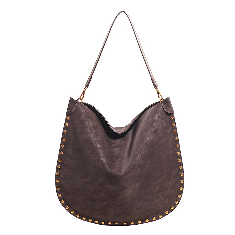 Persality Horseshoe Shape PU Solid Hasp Women's Shoulder Bags  Exquisite Rivets Large Capacity Versatile Crossbody Bag