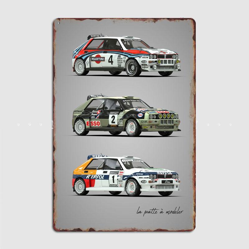 Lancia Delta Integrale HF Rally Cars Metal Sign Poster Garage Room Decor Living Custom Tin Vintage Home Decoration Wall