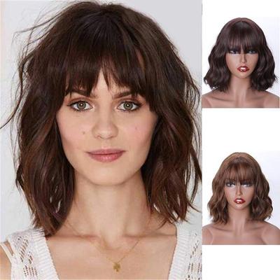 Parrucca sintetica colorata per capelli ondulati da donna con frangia (18 colori)