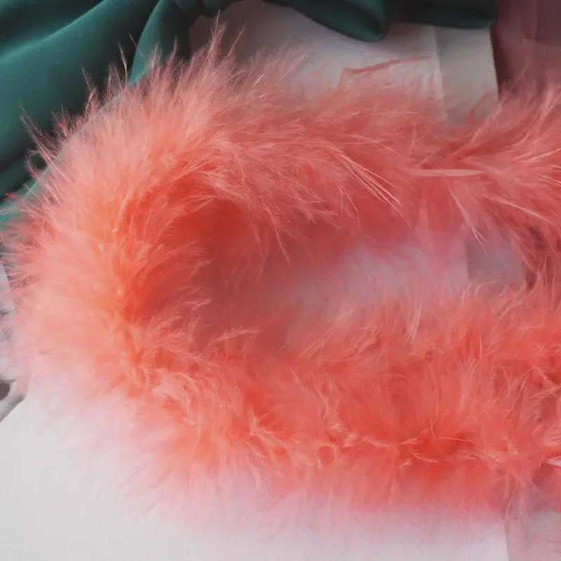 Fjäderprydda ullremsor för bröllopsdekoration, DIY-hantverk, kostymer och leksakstillverkning - 2 meter