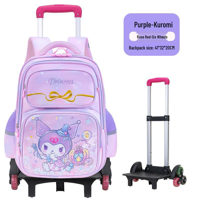 Velký batoh na kolečkách pro dívky 2.-4.-6. třídy, věk 7-12 let, s dvojitými ramenními popruhy