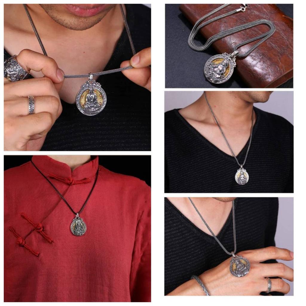 Thai Amulet Chinese Zodiac Buddhist Necklace Pendant Retro Vintage Protect Charm Talisman Powerful Money Wealth Success Health Lucky Unisex Men Women