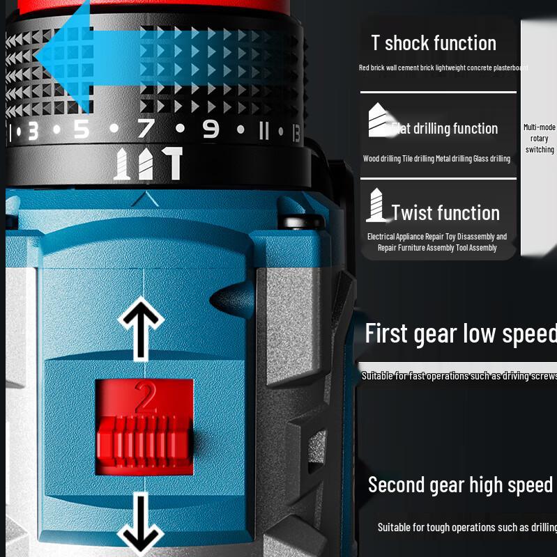 Trapano avvitatore a percussione senza fili Oulaide 21V Brushless Spina CN (adattatore incluso)