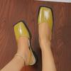 Sandali estivi eleganti da donna vintage, scarpe casual piatte, con punta quadrata, sandali tinta unita
