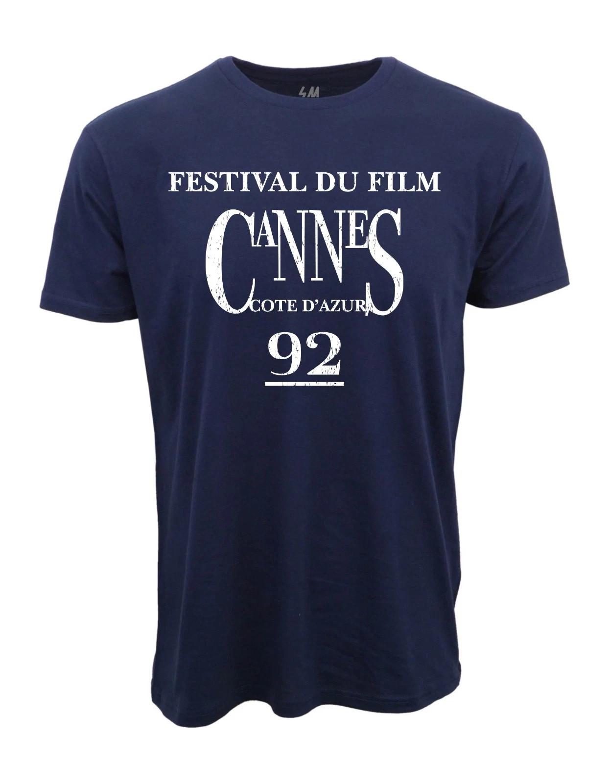 1992 CANNES FILM FESTIVAL DISTRESSED LOGO NAVY T-SHIRT Reprint Size S-4XL S