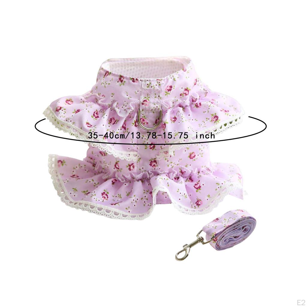 Hundegeschirrkleid mit Leine für kleine Haustiere, florales Design, Haustierkleidung