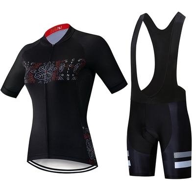 Professional Summer Short Riding Bicycle Cycling Clothing Set Black Color Women Sport Jerseys Suits