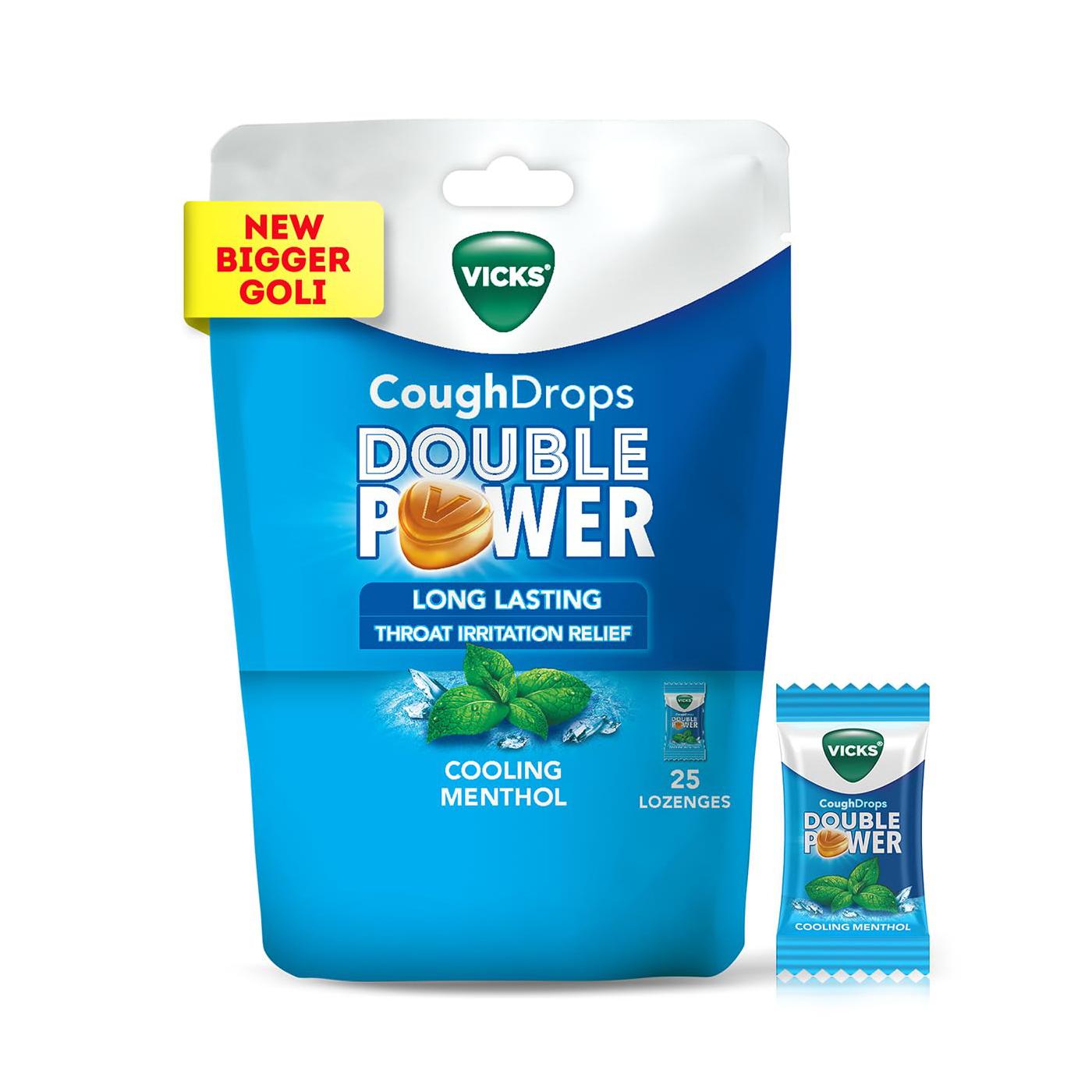 Леденцы от кашля Охлаждающий ментол (25 шт), Cough Drops Double Power Cooling Menthol,  Vicks