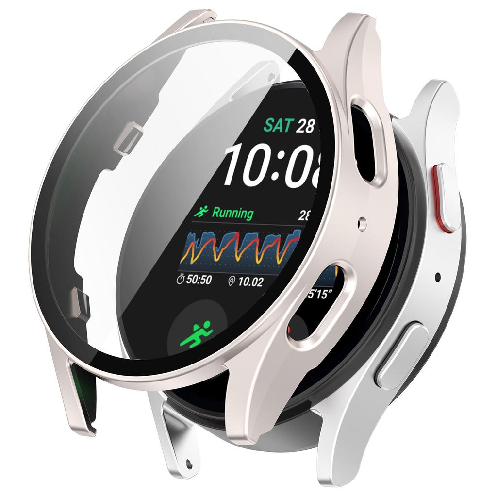 2v1 PC Plně Ochranné Pouzdro Pro Samsung Galaxy Watch7 44mm 40mm Skleněná Ochranná Fólie Kryt Tvrdý Skořepinový Nárazník Rám Pouzdro+Fólie
