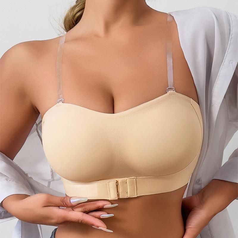 Women Seamless Wireless Front Closure Push Up Invisible Detachable Straps Bra S