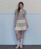 Teuwi Bet Ribbon Color Block Layered Short Sleeve Knit