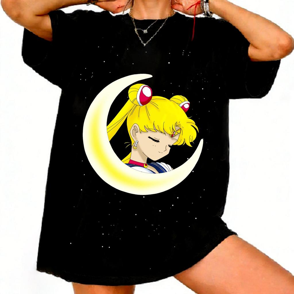 Sailor Moon Retro 90s Anime Graphic T Shirt Summer Cotton Unisex Women Tee Streetwear Casual Trend Short Sleeve Couple Hip Hop Top