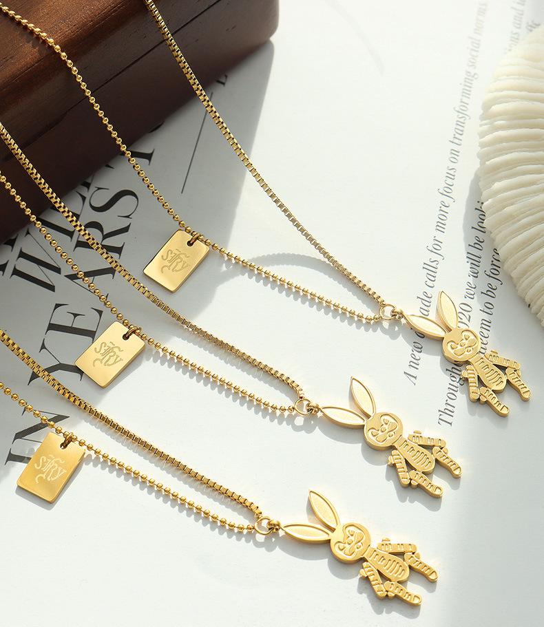 European Punk Stylish Rabbit Pendant Chain Necklace for Women
