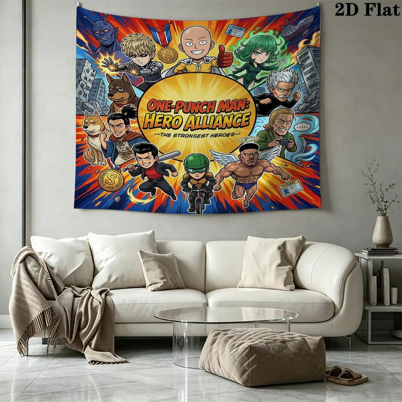Onepunch Man Wall Tapestry Aesthetic Wall Hanging Printed Fabric Blanket Decorative Tapestries For Bedroom Living Room Home Decor