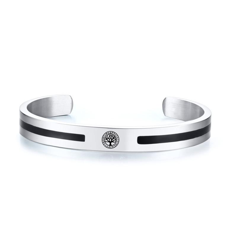 Men Bangle, Enemal Bangle Mens, Viking Logo Cuff Bracelet For Gentleman ,Stainless Steel Minimalist Bracelets