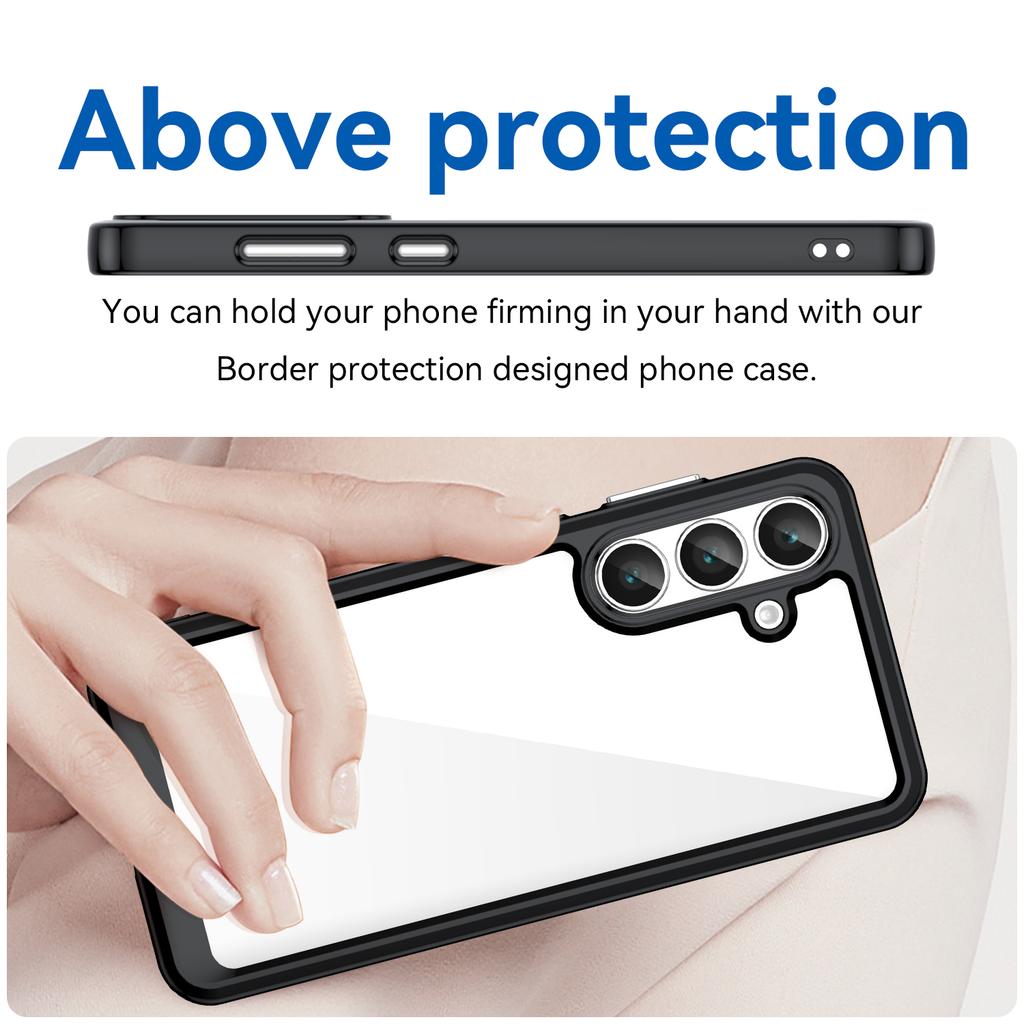 For Samsung Galaxy S25 FE Phone Case WANLONFENG XC Series TPU Acrylic Cover with Tempered Glass (Big Lens Hole)