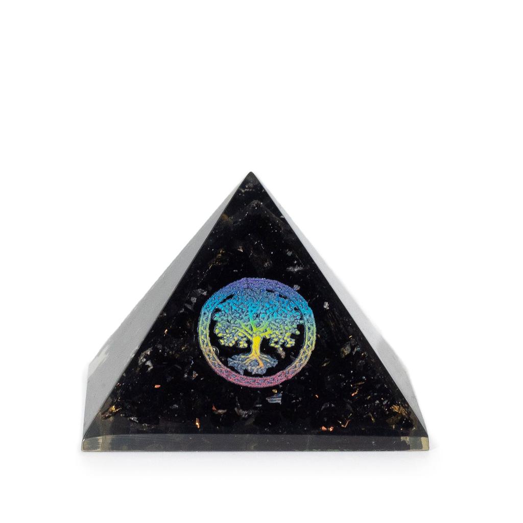Small Orgonite Pyramids 5.5x4.5cm – Tree of Life – Black Tourmaline Chips